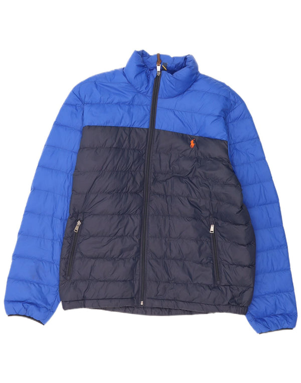 POLO RALPH LAUREN Giacca imbottita da uomo UK 42 XL Nylon color block blu navy