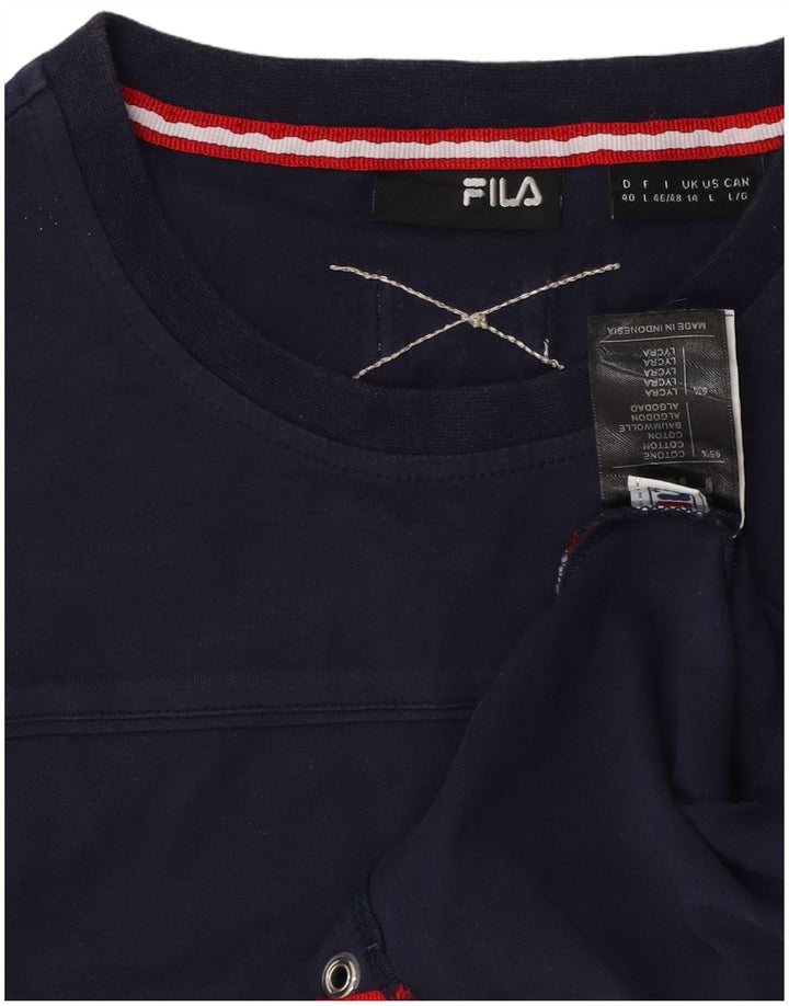 T-shirt da donna FILA Top UK 14 grande cotone blu navy