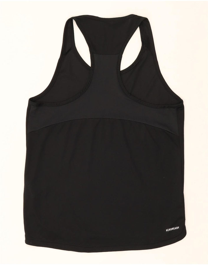 ADIDAS Womens Aeroready Graphic Vest Top UK 8/10 Small Black Polyester Vintage Adidas and Second-Hand Adidas from Messina Hembry 