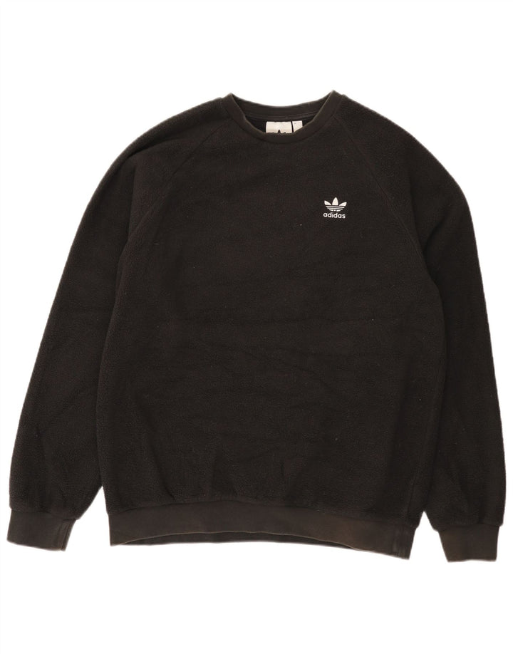 Maglione in pile grafico Adidas da uomo medio poliestere nero