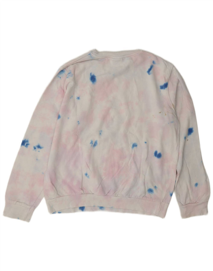 Felpa grafica da donna Ellesse Maglione UK 12 Medium White Tie Dye Cotton