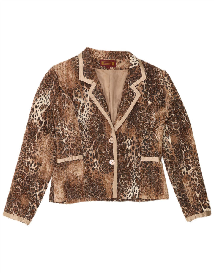 Giacca Blazer da Donna a 2 Bottoni Renato Nucci IT 42 Marrone Medio Stampa Animalier
