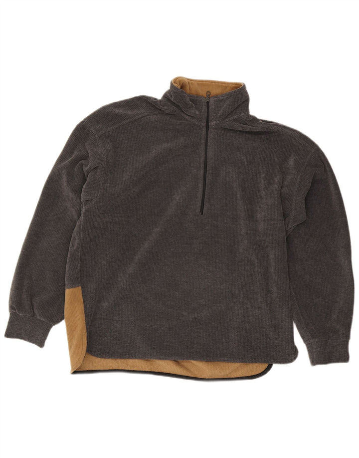 Think Pink Maglione in pile da uomo con collo con zip grafico Colore grigio medio