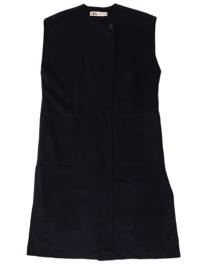 Gilet oversize lungo da donna Zara UK 6 XS blu navy in lana