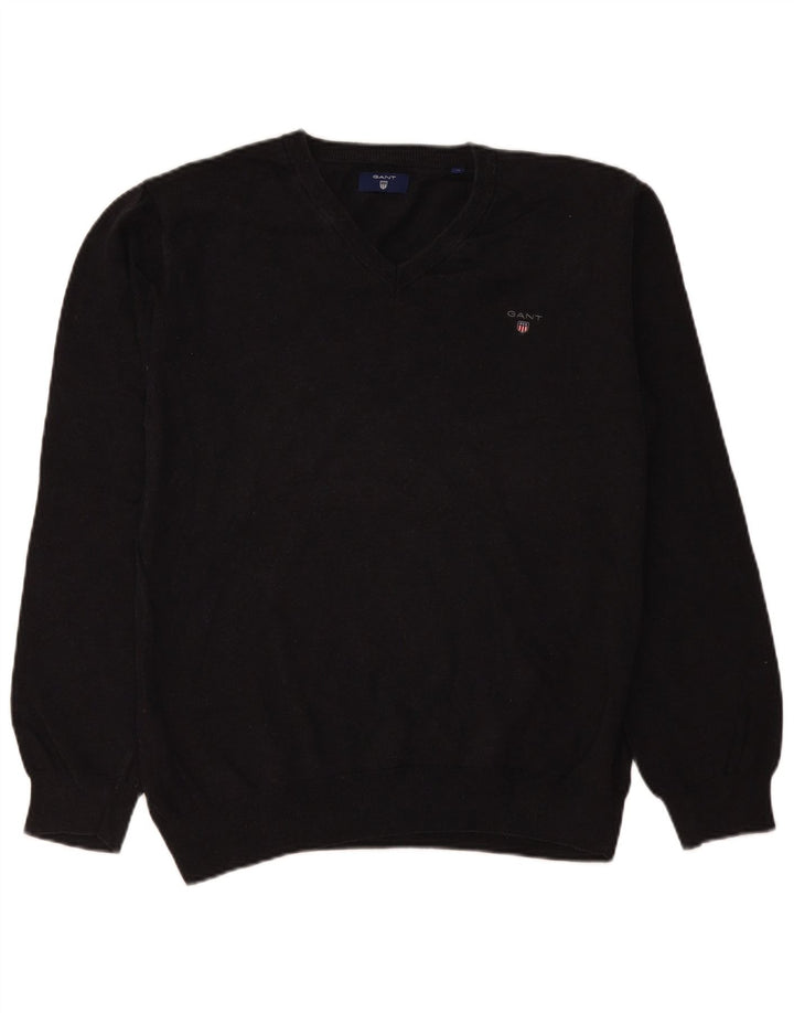 GANT Maglione da donna con scollo a V XL in cotone grigio