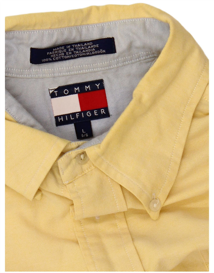Camicia da uomo Tommy Hilfiger grande in cotone giallo