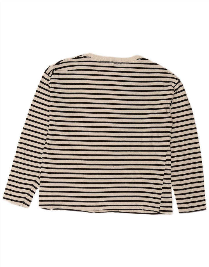 Top Zara da donna a maniche lunghe UK 14 Medium White Striped Nautical