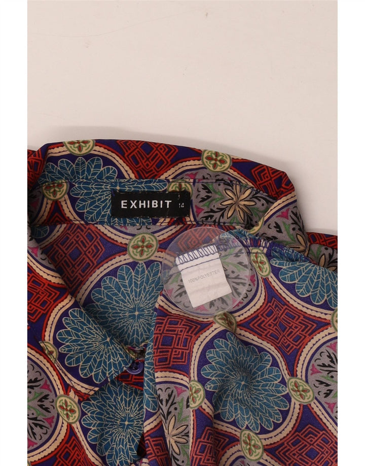 Exibit Camicia da donna Camicetta UK 14 Grande poliestere geometrico multicolore