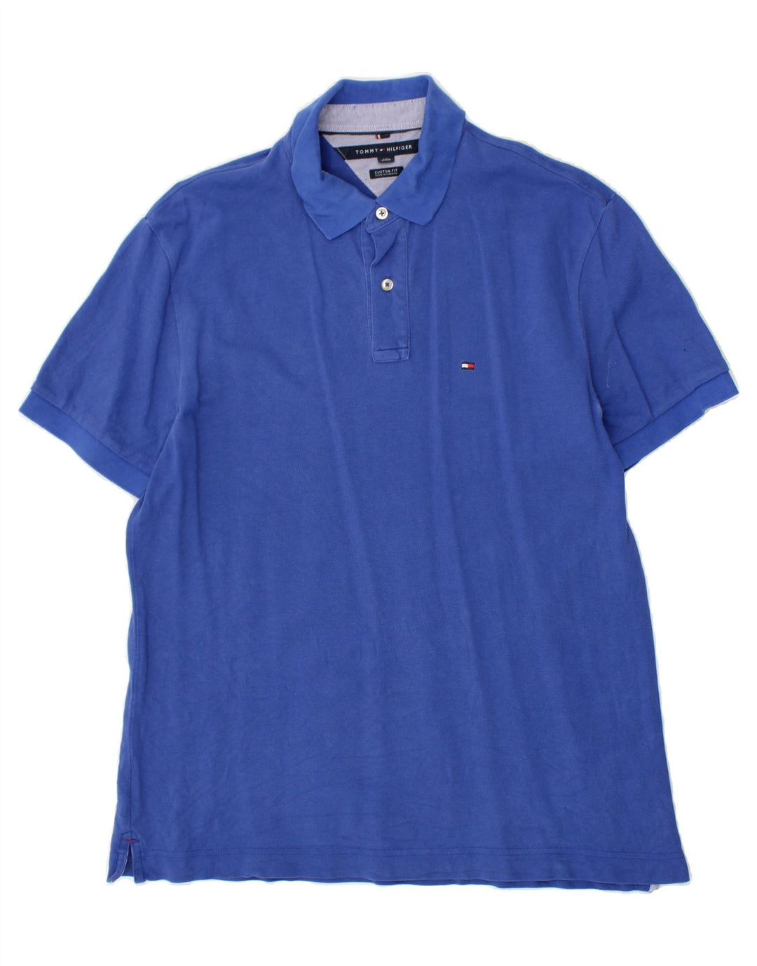TOMMY HILFIGER Mens Custom Fit Polo Shirt Large Blue Cotton Vintage Tommy Hilfiger and Second-Hand Tommy Hilfiger from Messina Hembry 