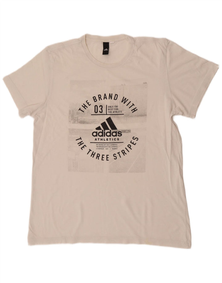 T-shirt grafica Adidas da uomo con tre strisce, colore bianco medio