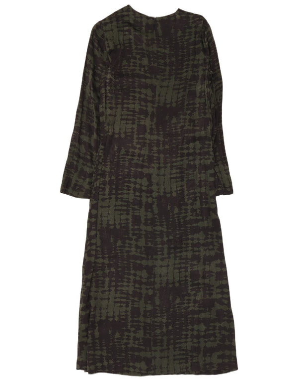Vestito lungo a maniche lunghe da donna Zara UK 8 Small Verde Tie Dye