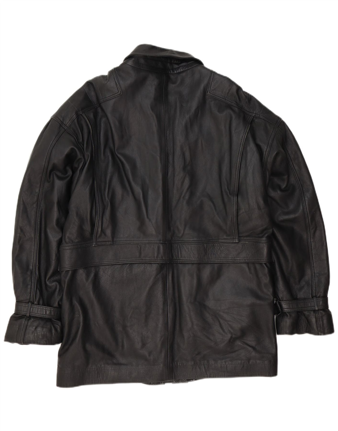 Giacca in pelle vintage da uomo UK 38 media nera