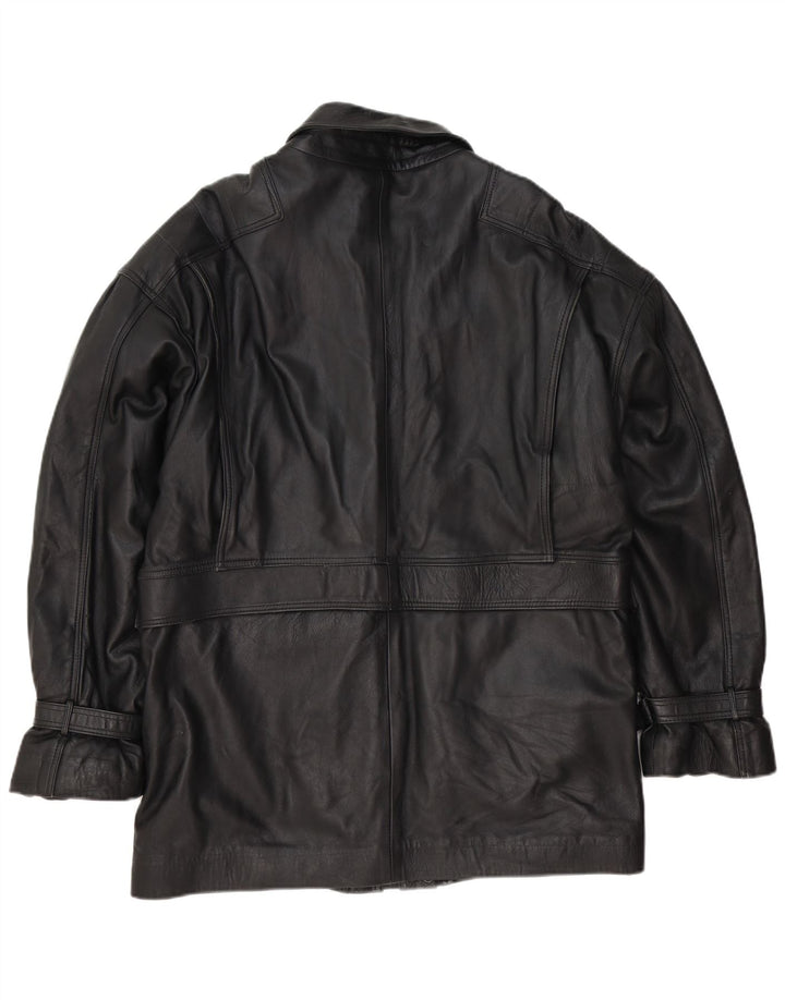 Giacca in pelle vintage da uomo UK 38 media nera