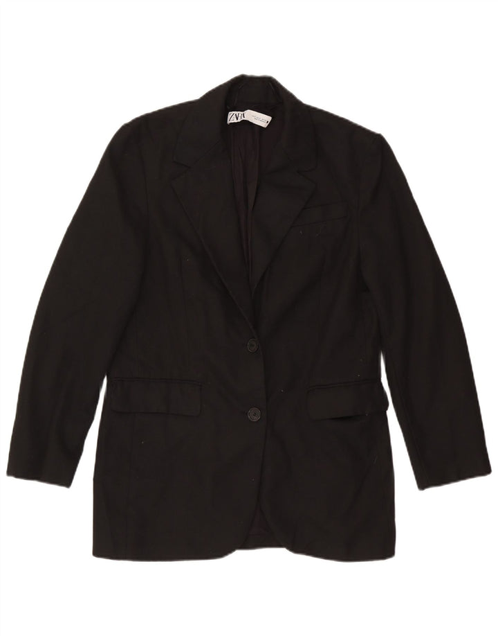Giacca blazer a 2 bottoni da donna Zara UK 10 piccola viscosa nera