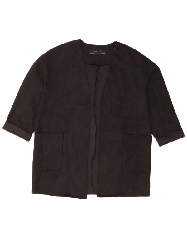 Giacca blazer aperta oversize con maniche a 3/4 Zara da donna UK 6 XS poliestere nero