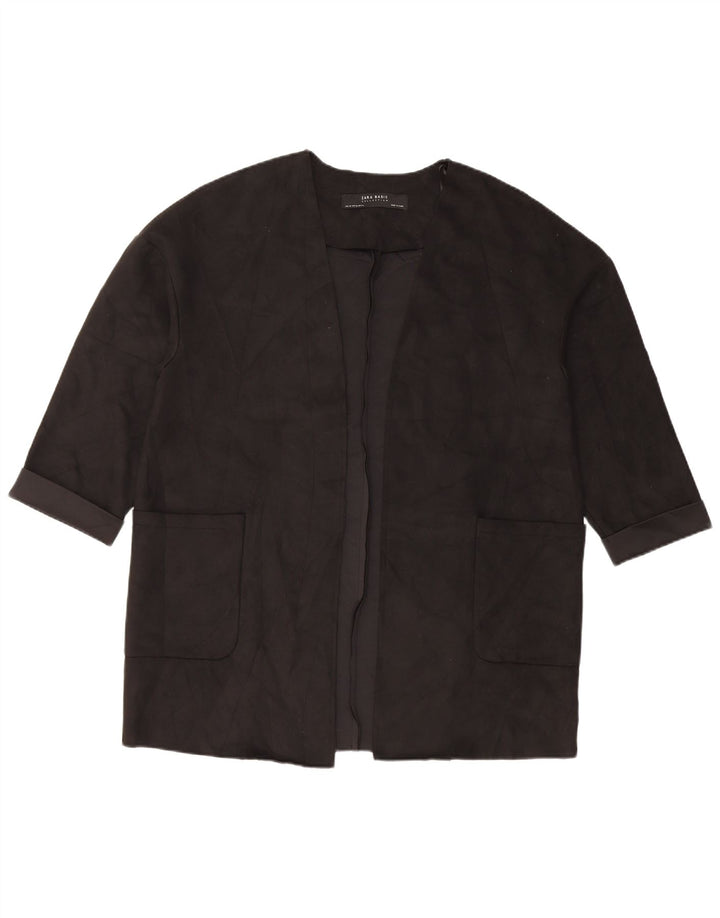 Giacca blazer aperta oversize con maniche a 3/4 Zara da donna UK 6 XS poliestere nero
