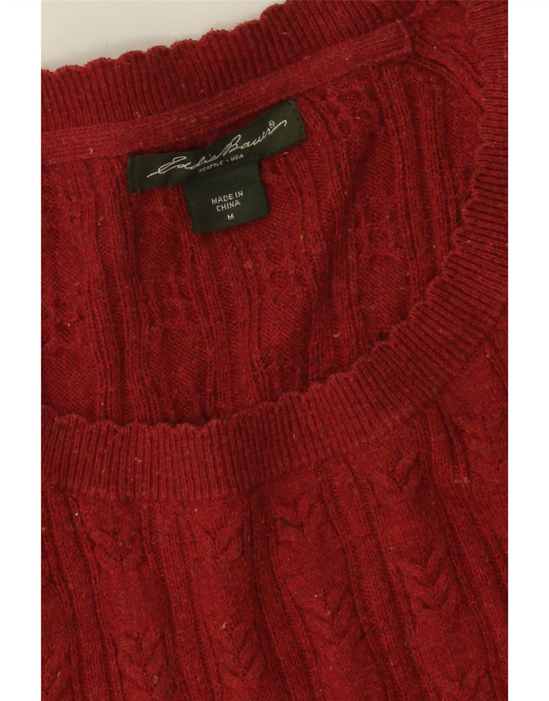 EDDIE BAUER Womens Boat Neck Jumper Sweater UK 14 Medium Red Cotton Vintage Eddie Bauer and Second-Hand Eddie Bauer from Messina Hembry 