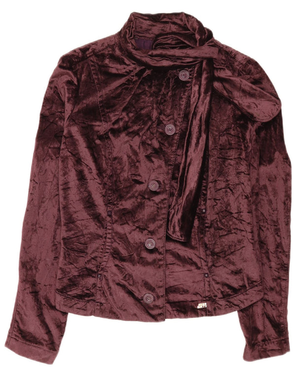 Sixty Bomber in velluto corto da donna UK 14 grande cotone marrone