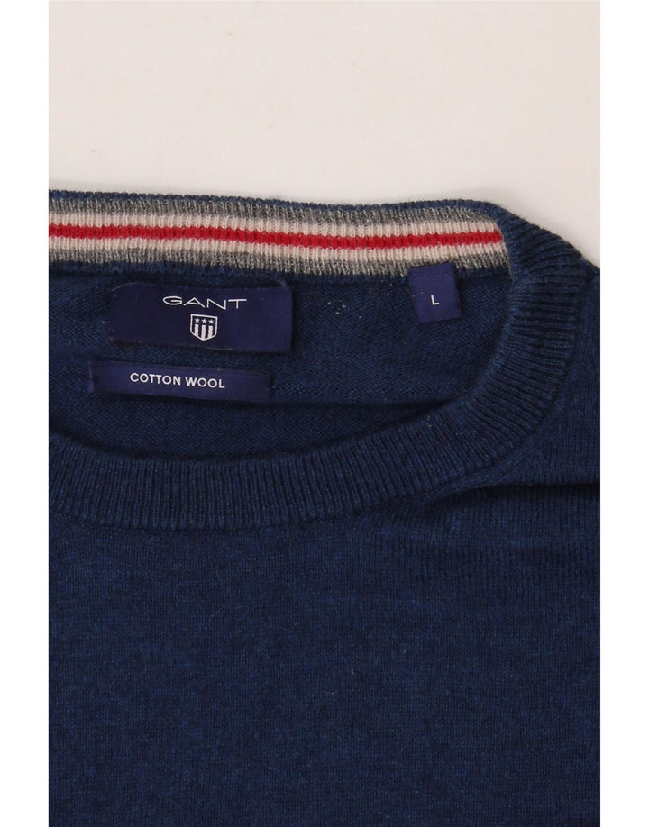 GANT Maglione maglione girocollo da uomo grande in cotone blu navy