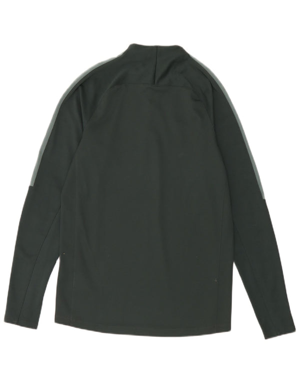 Top Nike da uomo con zip e collo a maniche lunghe, piccolo, in poliestere verde