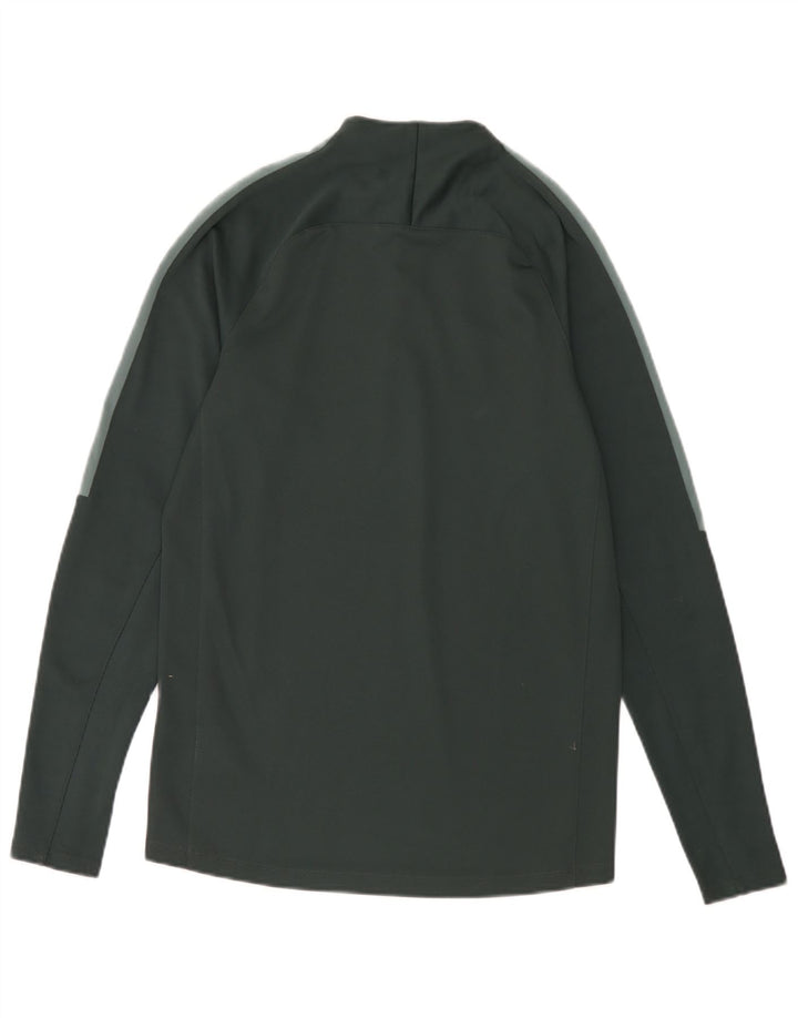 Top Nike da uomo con zip e collo a maniche lunghe, piccolo, in poliestere verde