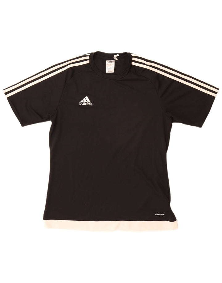 T-shirt ADIDAS da uomo Climalite Top medio nero in poliestere color block