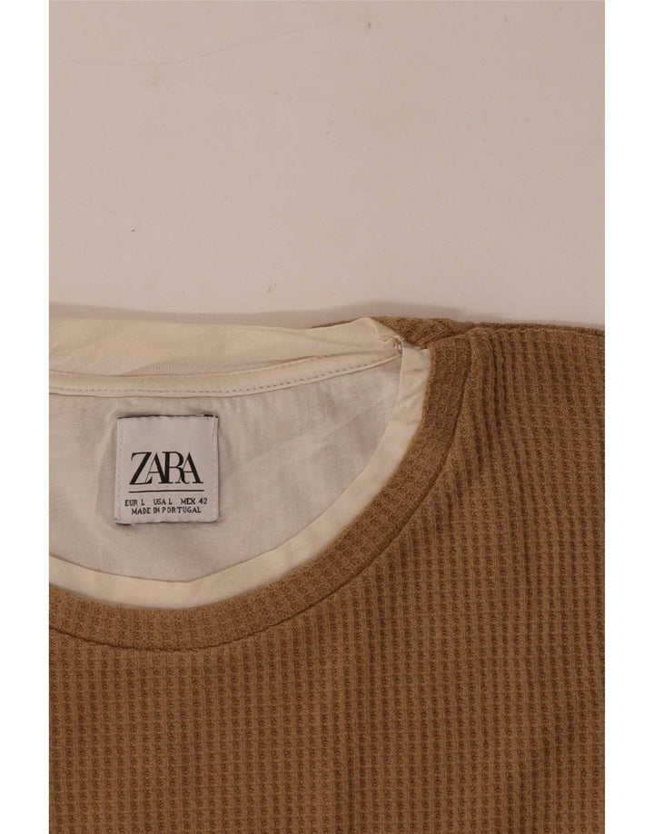Top Zara da uomo a maniche lunghe grande beige color block