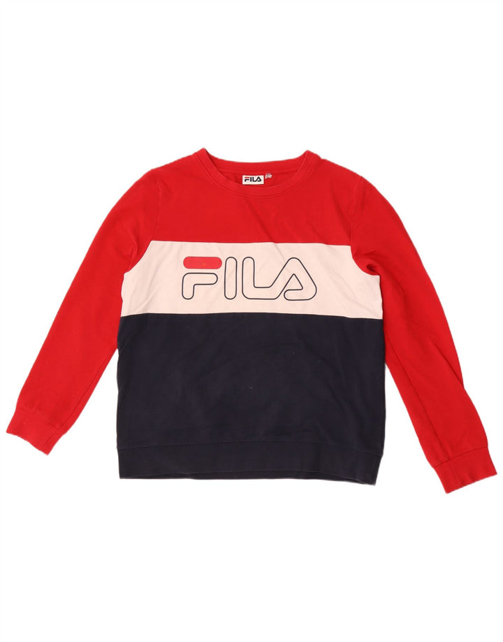 Fila Felpa grafica da uomo Maglione piccolo in cotone color block multicolore