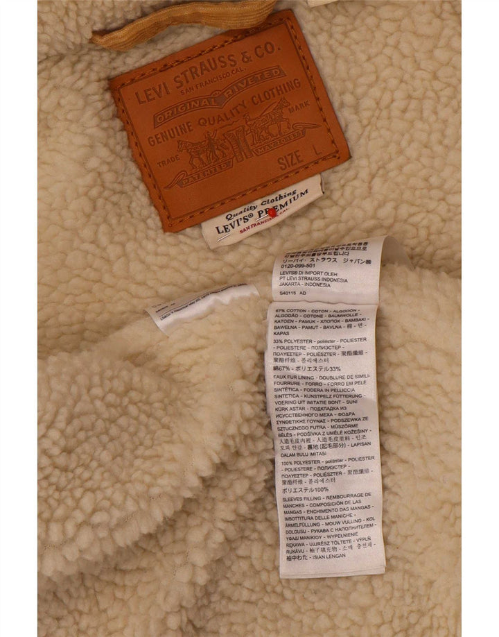 Giacca Sherpa in velluto a coste da uomo Levi's UK 40 Large in cotone beige