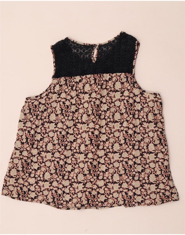 Top camicetta senza maniche da donna Marks & Spencer UK 22 2XL Cotone floreale beige