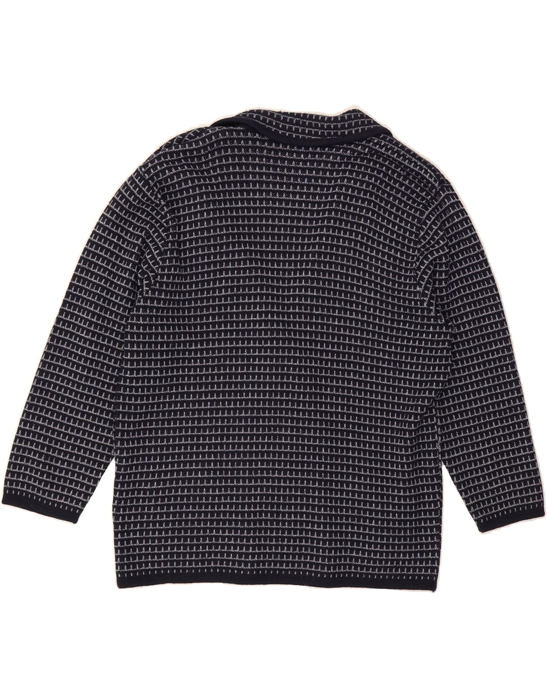 SETTEBELLO Womens Cardigan Sweater UK 16 Large Navy Blue Striped Vintage Settebello and Second-Hand Settebello from Messina Hembry 