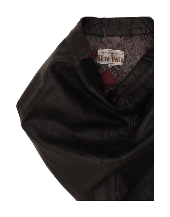 VINTAGE Womens Leather Skirt IT 40 Small W26 Black Leather Vintage Vintage and Second-Hand Vintage from Messina Hembry 