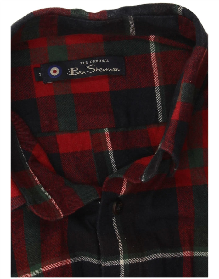 Camicia da uomo in flanella Ben Sherman piccola in cotone a quadri blu navy