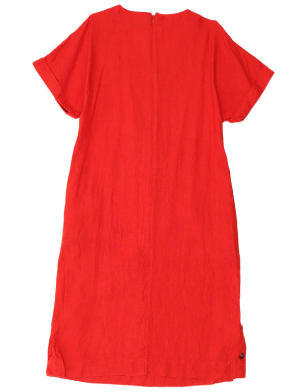 Jaeger Womens Oversized Sheath Dress UK 10 Small Red Linen