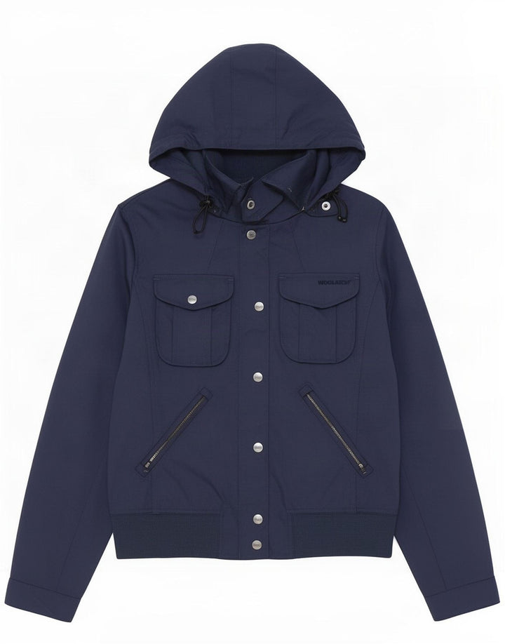 Giacca antipioggia da donna Woolrich UK 12 Large in nylon blu navy