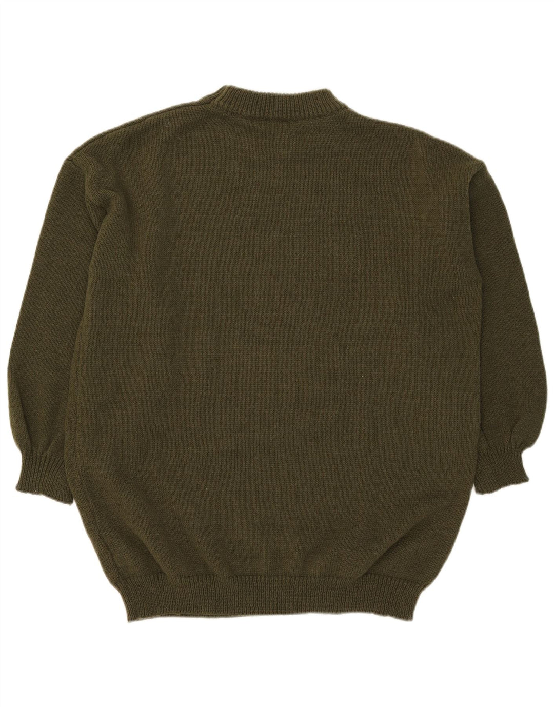 Maglione maglione girocollo da uomo vintage grande poliestere kaki