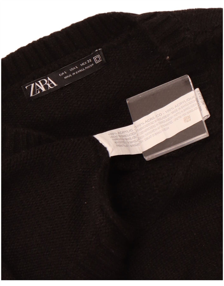 Maglione maglione girocollo da donna Zara UK 14 grande acrilico nero