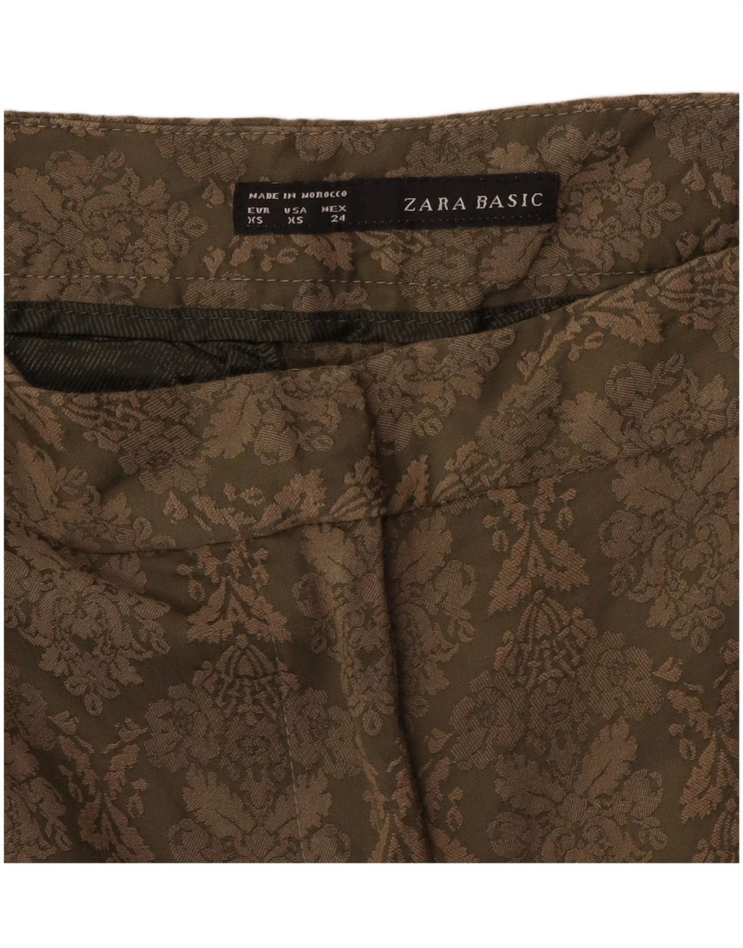Pantaloni chino slim da donna ZARA XS W24 L27 Cachi Paisley