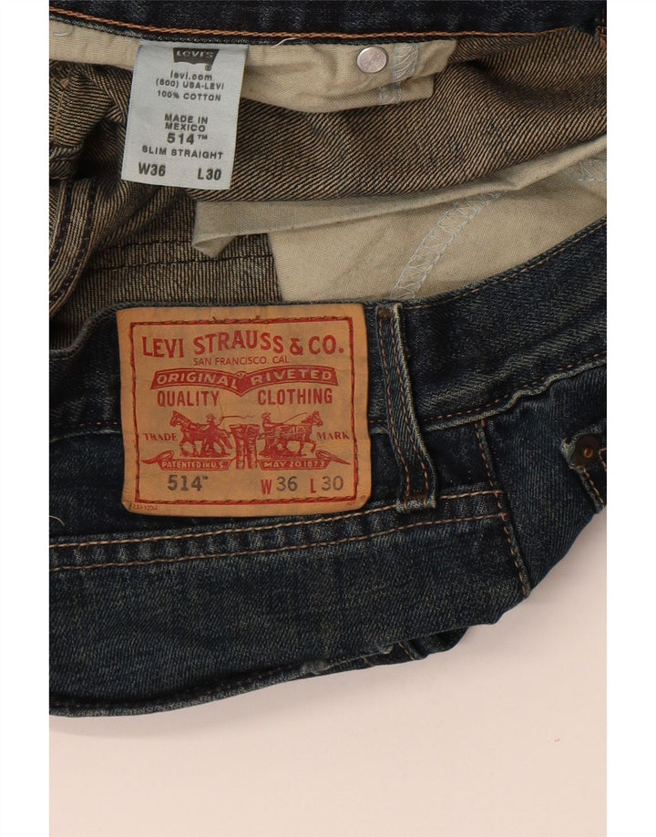 Levi's Uomo 514 Slim Jeans dritti W36 L30 Cotone Blu