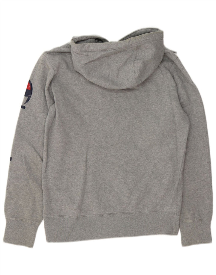 Maglione con cappuccio grafico da uomo CHAMPION in cotone grigio medio