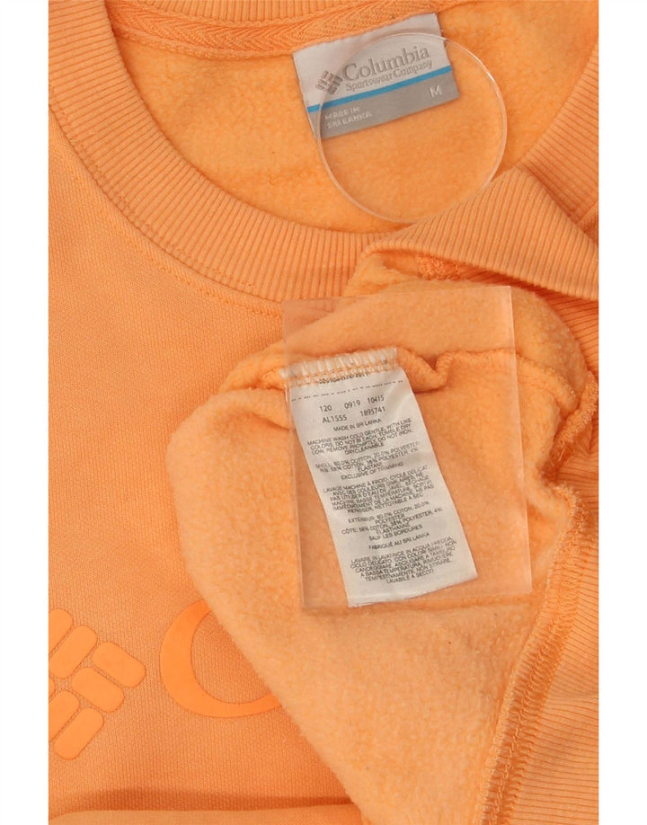 COLUMBIA Womens Graphic Sweatshirt Jumper UK 14 Medium Orange Cotton Vintage Columbia and Second-Hand Columbia from Messina Hembry 