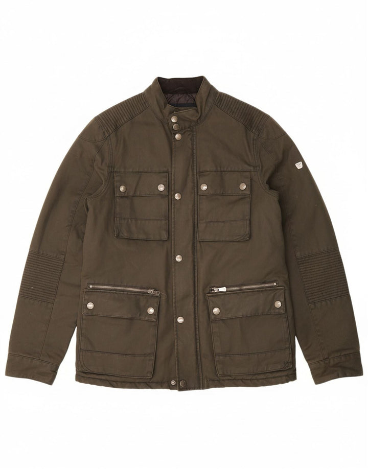 MORLY'S Mens Military Jacket UK 38 Medium Khaki Cotton