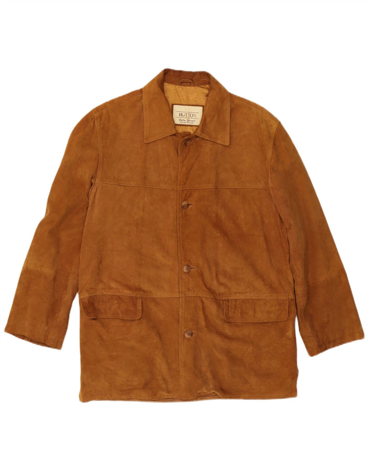 Giacca vintage in pelle scamosciata da uomo IT 46 piccola classica in pelle marrone