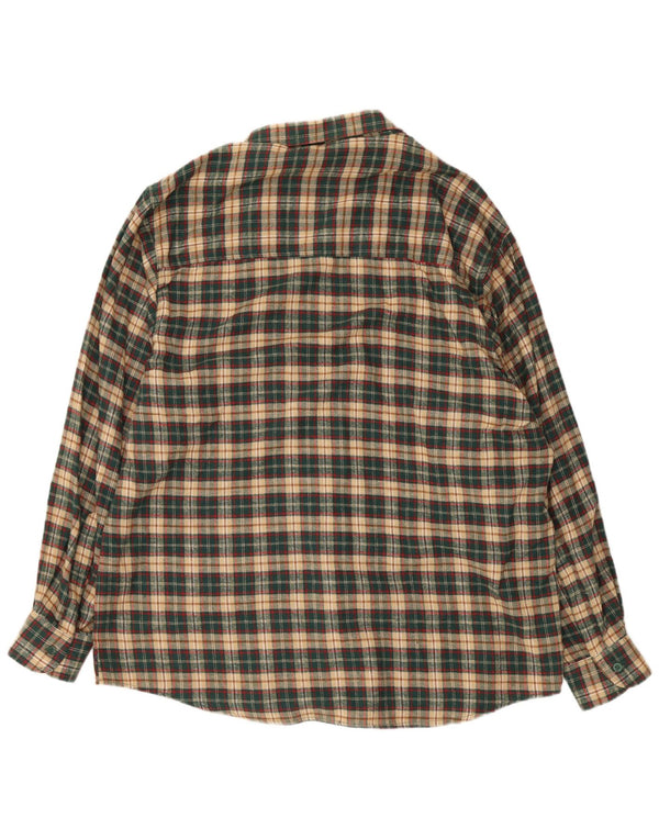 Camicia da uomo in flanella Follie XL in cotone a quadri verdi