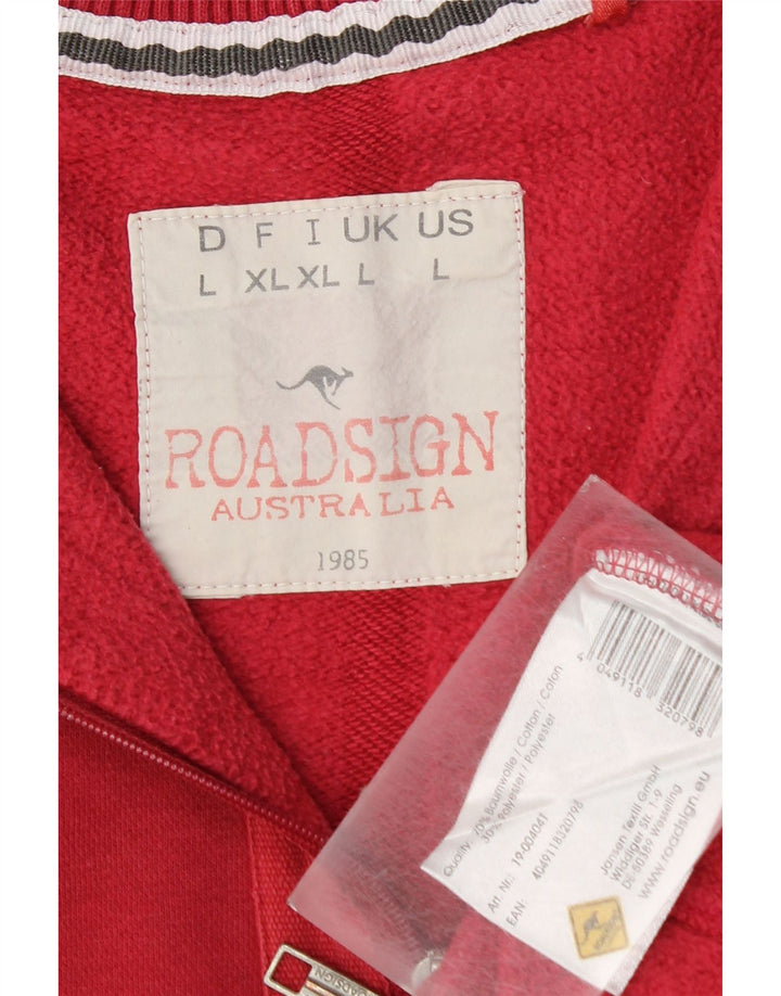ROADSIGN AUSTRALIA Felpa da uomo con collo con zip, maglione grande, cotone rosso