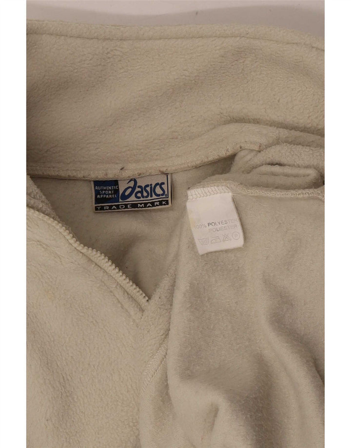 Maglione in pile da uomo Asics con zip e collo, grande, in poliestere beige