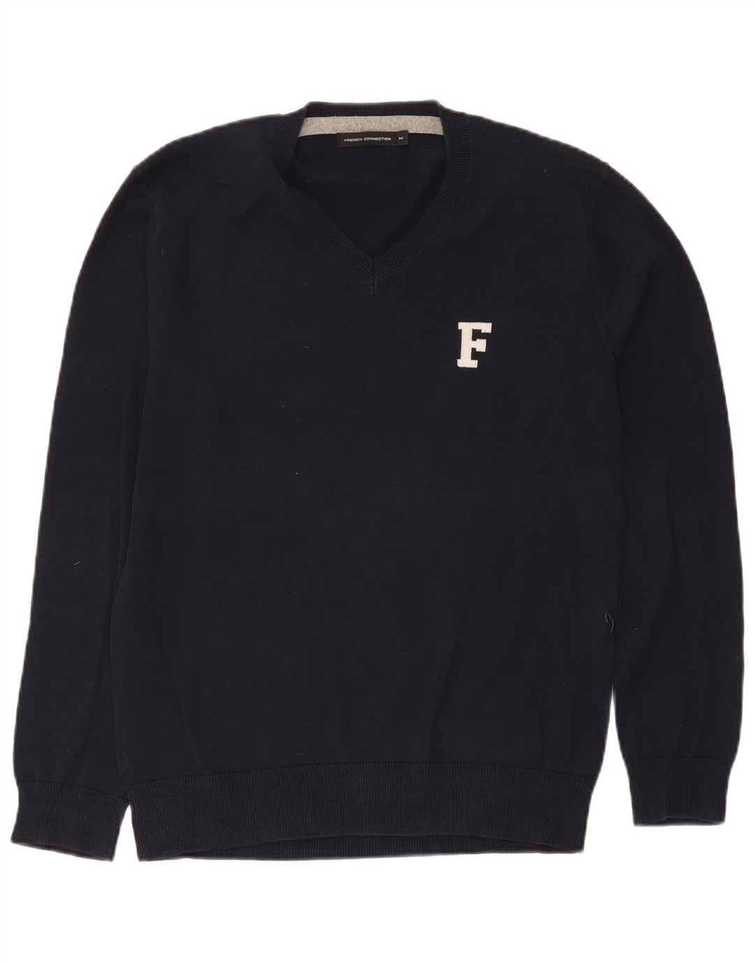 Maglione da uomo con scollo a V French Connection, cotone medio blu navy