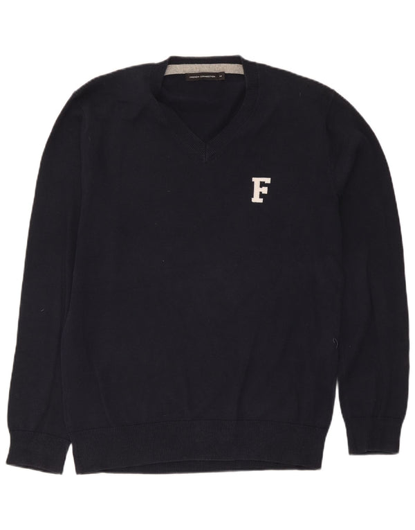 Maglione da uomo con scollo a V French Connection, cotone medio blu navy