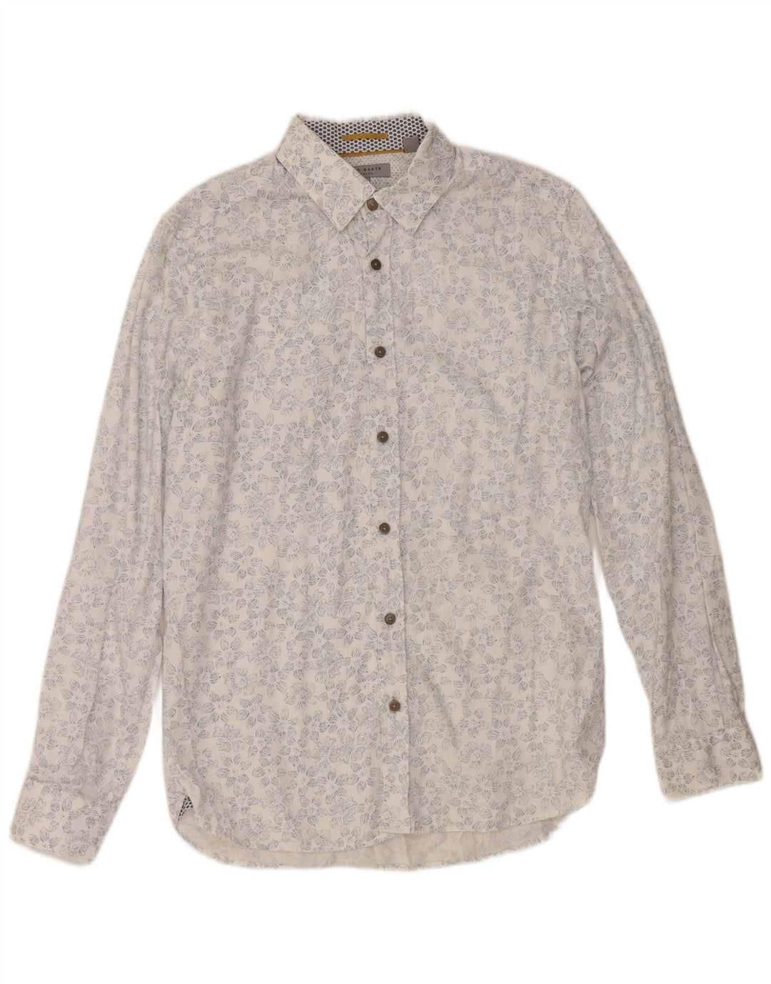 Camicia da uomo Ted Baker taglia 3 cotone floreale bianco medio