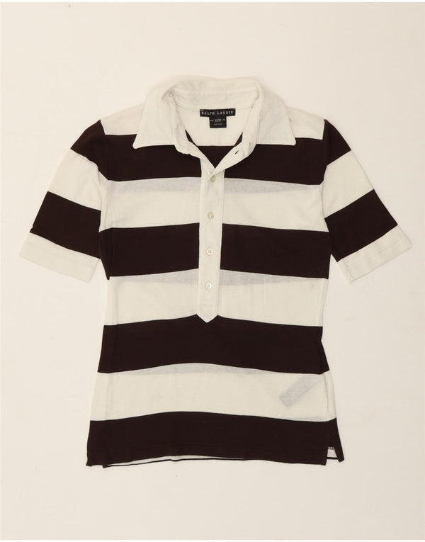 Polo da donna Ralph Lauren XS in cotone a righe bianche